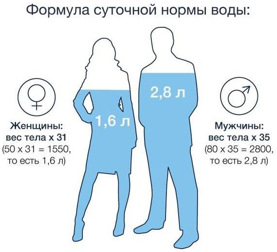 формула суточной нормы воды