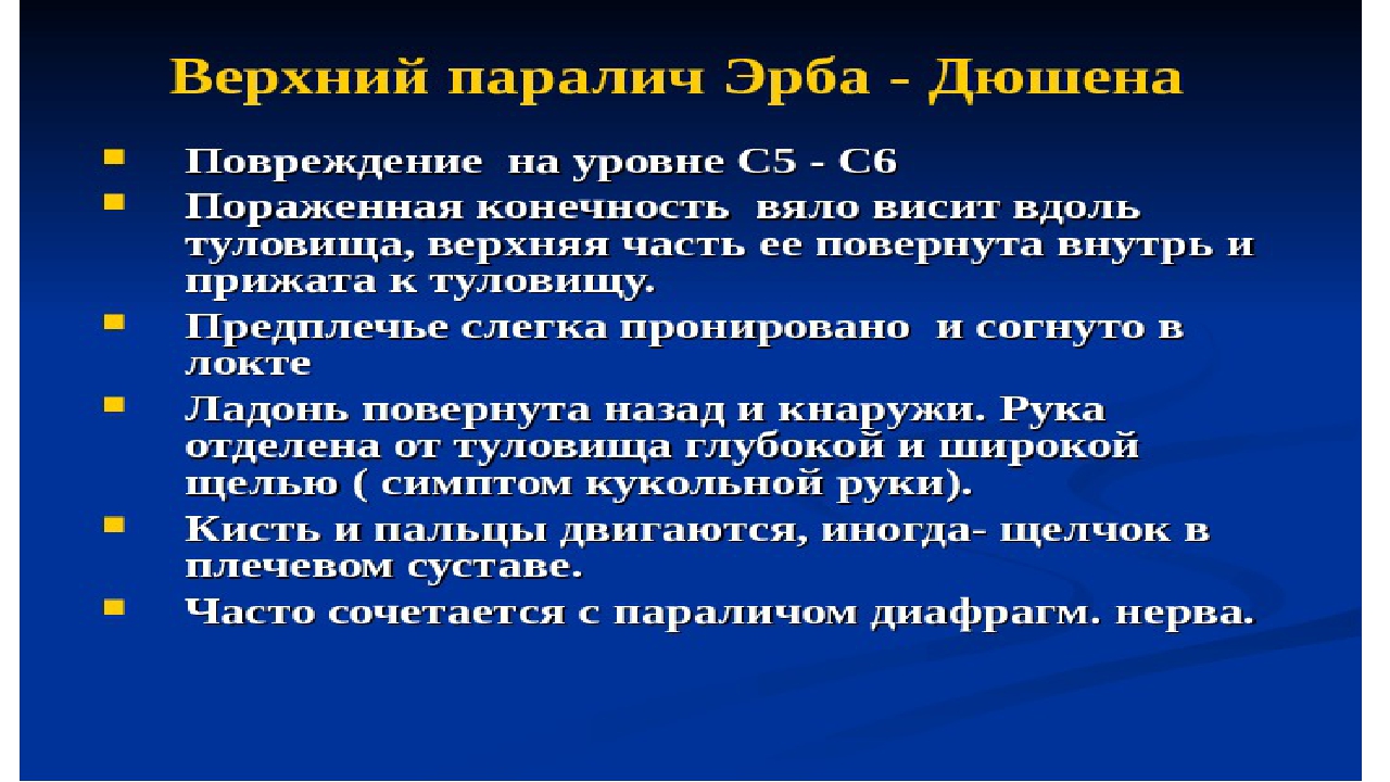 Описание верхнего паралича