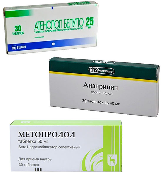 бета-адреноблокаторы Метопролол, Атенолол, Анаприлин